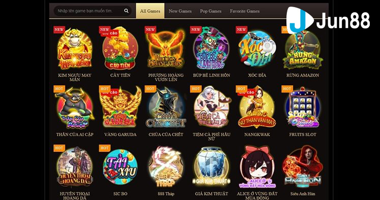 Sảnh Slot Game đa dạng tại Jun88